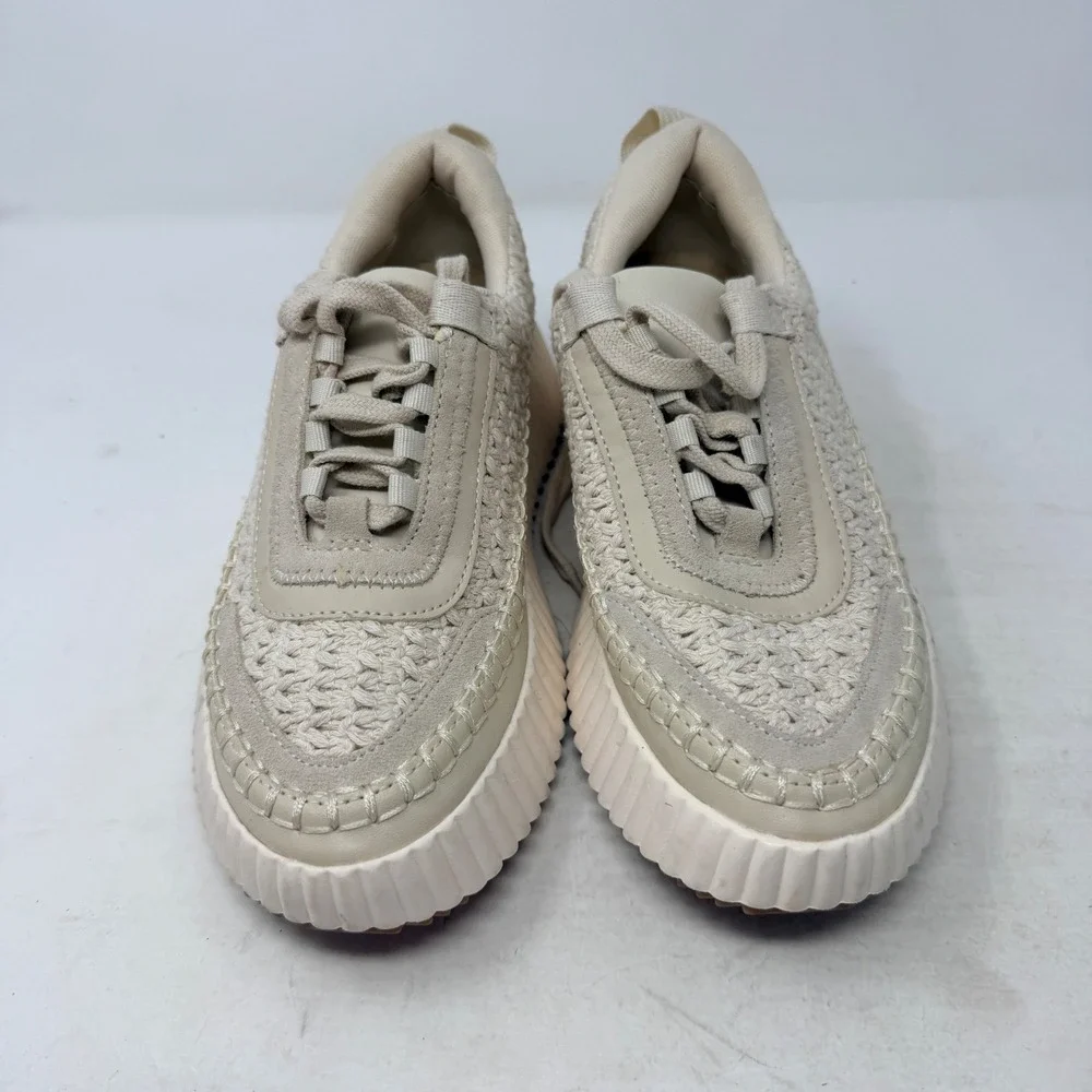 Dolce Vita Dolen Crochet Platform Sneakers‎ Cream Whipstitch Size 7 Boho Chunky
